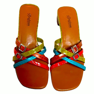 Vintage leather block heel sandal